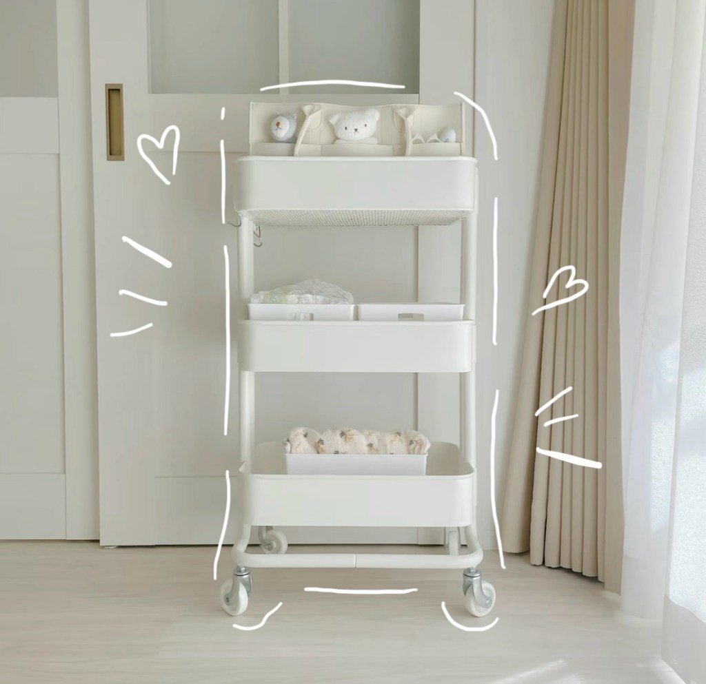 Carrinho Multiuso: O Companheiro Perfeito para Organizar o Quartinho do Bebê com&nbsp;Estilo!🍼✨
